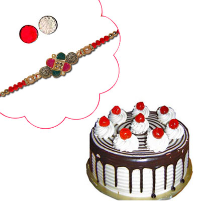 "Zardosi Rakhi - ZR-5230 A (Single Rakhi), chocolate cake - 1kg - Click here to View more details about this Product